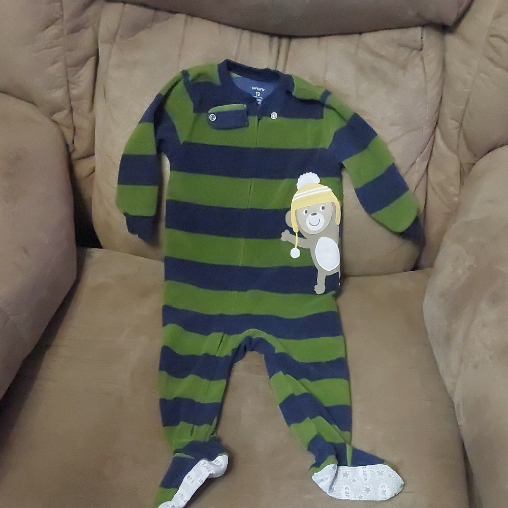 ❄️🍂Carter's Navy and Olive Striped Footie